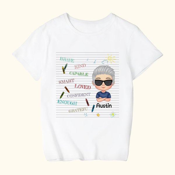 Personalized Crayon Elements Happy School Life Back to School Gift Kid T-shirt  Graduation