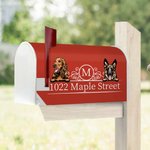 Personalized Multicolour Cartoon Dog Cat Magnetic Postbox Cover Sticker with Initial and Address Garden Outdoor Decor Housewarming Gift for Pet Lovers