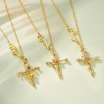 Personalizada Nacimiento Flor Cruz Mujeres Collar con Nombre Joyería Religiosa Bautizo Cumpleaños Regalo para Cristiano Mamá Abuela