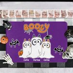Personalized Multicolour Booey Bat Pumpkin 1 - 6 Dog Ghosts Design Non-Slip Doormat with Name Halloween Home Decor Gift for Family