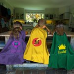 Personalized Cute Lighting Star Heart Design Superhero Kid Cape with Name and Initial Halloween Costume Party Dress Up Gift for Boys Girls