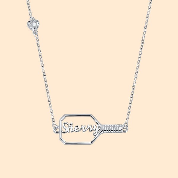 Personalised Name Pickleball Paddle and 3D Heart Pickleball Necklace Birthday Anniversary Gift for Pickleball Lovers