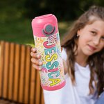 Bottiglia d'acqua per bambini isolata con cannuccia, coperchio a prova di fuoriuscita e manico Regalo di compleanno per la scuola per bambini e bambin