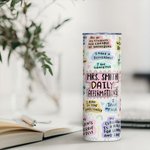 Bicchiere colorato personalizzato per insegnanti con testo e cannuccia Regalo di incoraggiamento e apprezzamento per gli insegnanti