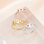 Anello personalizzato Angelo Numero Significato Positivo 3D Bolla Lettera Dainty Gioielli Compleanno Anniversario Gratitudine Regalo per Donne Ragazze