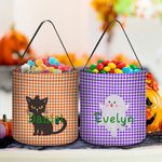 Henkilökohtainen lepakko kurpitsa musta kissa rasteri temppu tai Treat karkkia ämpäri laukku kahvalla uudelleenkäytettäviä Halloween puolue tarvikkeet lahja lapsille