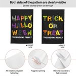Personalized Happy Halloween Trick or Treat Pumpkin Skull Garden Flag with Text Yard Porch Outdoor Decor Halloween Gift for Family Friend