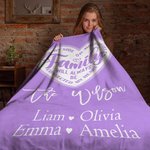 Manta familiar personalizada Family Will Always Be Connected By Heart con 1-24 nombres Suave y cálido regalo de cumpleaños para la inauguración de la 