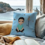 Personalizado lindo personaje de dibujos animados con el nacimiento de flores suave almohada cubierta con el nombre Sofá Decoración Cumpleaños Regalo 