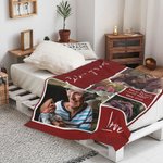 Couverture Douce Personnalisée avec Texte et 4 Photos Collage Amour Famille Décoration Maison Cadeau Fête des Mères pour Famille