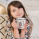 Personalized Cute Cartoon Boy Girl Character 12oz Enamel Mug with Birth Flower and Name Christmas Birthday Gift for Kids
