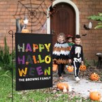 Personalized Happy Halloween Trick or Treat Pumpkin Skull Garden Flag with Text Yard Porch Outdoor Decor Halloween Gift for Family Friend