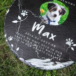 Personalized Pet Photo Granite Memorial Stone with Name and Stands Pet Loss Sympathy Gift for Cat Dog Pet Lovers