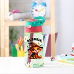 Personalized Halloween Highland Cow Theme 17oz Kid Name Water Bottle with Straw and Spill-Proof Lid Back To School Fall Halloween Gift for Boys Girls