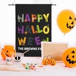 Personalized Happy Halloween Trick or Treat Pumpkin Skull Garden Flag with Text Yard Porch Outdoor Decor Halloween Gift for Family Friend