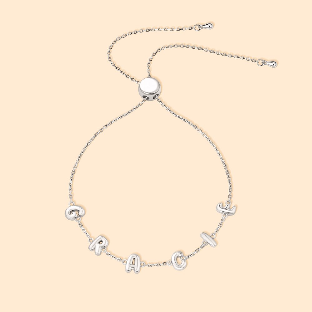 Bracelet personnalisé en forme de ballon avec lettre ajustable Cadeau d'anniversaire pour femmes et filles