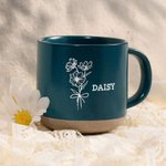 Mug en Céramique 350ml Personnalisé avec Texte et Fleur de Naissance Tasse Gravée Cadeau Anniversaire pour Femme Fille