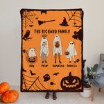 Personalized Halloween Theme Ghost Family Soft Warm Blanket with 2-10 Names Multicolour Available Home Decor Holiday Party Gift for Family
