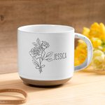 Mug en Céramique 350ml Personnalisé avec Texte et Fleur de Naissance Tasse Gravée Cadeau Anniversaire pour Femme Fille