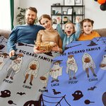 Personalized Halloween Theme Ghost Family Soft Warm Blanket with 2-10 Names Multicolour Available Home Decor Holiday Party Gift for Family