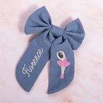 Personalized Cute Ballerina Hair Bow Clip with Embroidery Name Encourage Birthday Gift for Girls