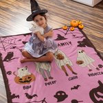 Personalized Halloween Theme Ghost Family Soft Warm Blanket with 2-10 Names Multicolour Available Home Decor Holiday Party Gift for Family
