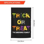 Personalized Happy Halloween Trick or Treat Pumpkin Skull Garden Flag with Text Yard Porch Outdoor Decor Halloween Gift for Family Friend