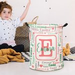 Cesto portabiancheria piegabile di grande capacità personalizzato con nome su tutti i lati e lettera iniziale regalo di compleanno per bambini