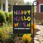 Personalized Happy Halloween Trick or Treat Pumpkin Skull Garden Flag with Text Yard Porch Outdoor Decor Halloween Gift for Family Friend