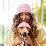 Personalised 2 Pcs Owner and Dog Embroidered Name Cap Set with with Ear Holes and Adjustable Strap Birthday Gift for Dog Mom Dad Pet Lovers