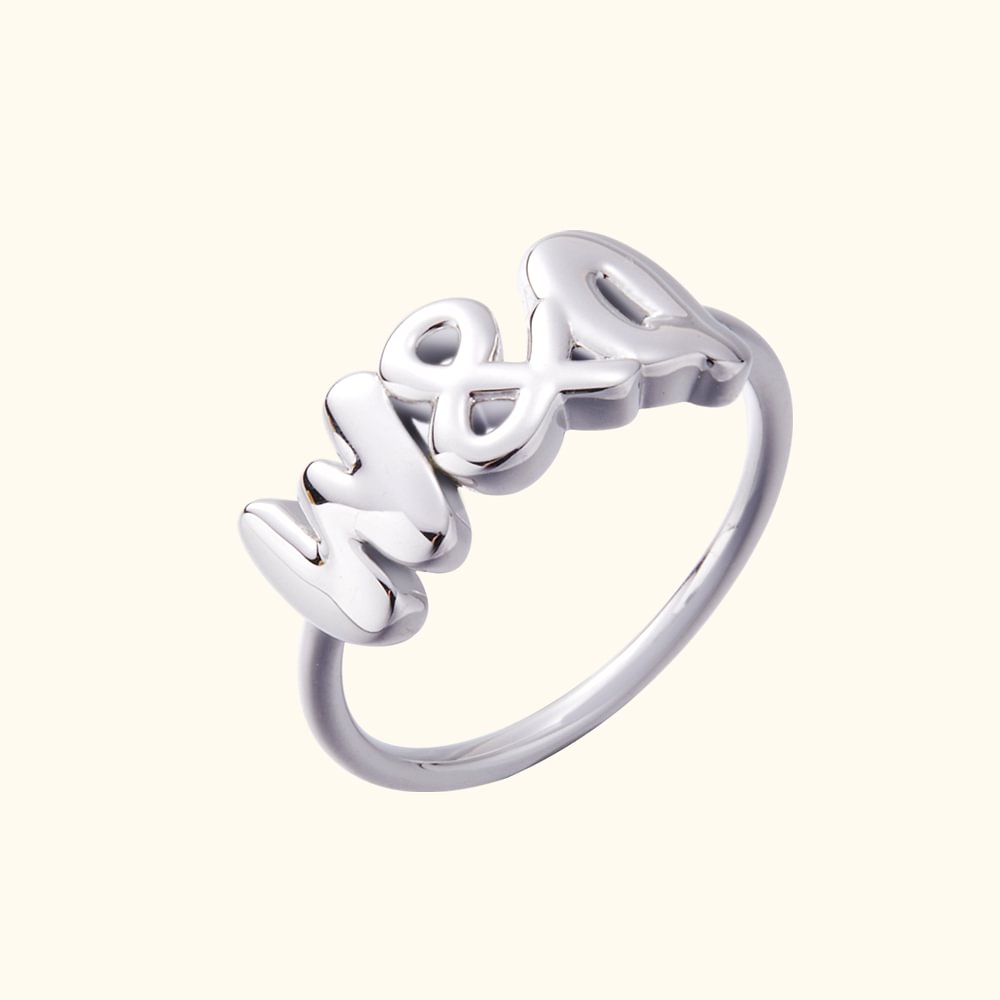 Bague Personnalisée avec 1-6 Lettres 3D Style Bulle Cadeau Anniversaire Fête des Mères pour Femme