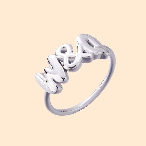 Henkilökohtainen kupla 1-6 3D-kirje sormus Dainty korut Syntymäpäivä Äitienpäivä Vuosipäivä lahja hänelle