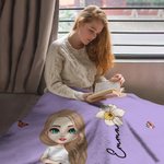 Personalizzato personaggio dei cartoni animati Farfalla Multicolore Morbida coperta accogliente con nome e fiore di nascita Home Decor Regalo di compl