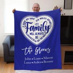 Manta familiar personalizada Family Will Always Be Connected By Heart con 1-24 nombres Suave y cálido regalo de cumpleaños para la inauguración de la 