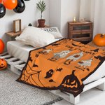 Personalized Halloween Theme Ghost Family Soft Warm Blanket with 2-10 Names Multicolour Available Home Decor Holiday Party Gift for Family