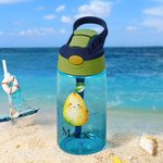 Gepersonaliseerde Leuke Cartoon Verjaardag Fruit Naam Waterfles met Rietje en Morsbestendig Deksel Verjaardag terug naar school Gift voor kinderen