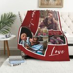 Couverture Douce Personnalisée avec Texte et 4 Photos Collage Amour Famille Décoration Maison Cadeau Fête des Mères pour Famille