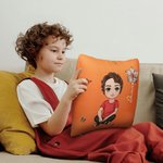 Personalizado lindo personaje de dibujos animados con el nacimiento de flores suave almohada cubierta con el nombre Sofá Decoración Cumpleaños Regalo 