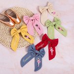 Personalized Cute Ballerina Hair Bow Clip with Embroidery Name Encourage Birthday Gift for Girls