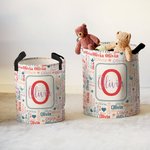 Cesto portabiancheria piegabile di grande capacità personalizzato con nome su tutti i lati e lettera iniziale regalo di compleanno per bambini