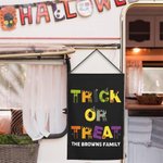 Personalized Happy Halloween Trick or Treat Pumpkin Skull Garden Flag with Text Yard Porch Outdoor Decor Halloween Gift for Family Friend