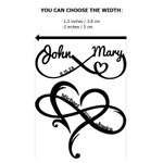 Gepersonaliseerde Waterdichte Niet-toxiciteit Oneindigheidssymbool Hart Set van 12 Tijdelijke Tatoeages met Naam Huwelijksverjaardag Cadeau voor Paar