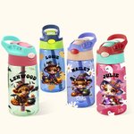 Personalized Halloween Highland Cow Theme 17oz Kid Name Water Bottle with Straw and Spill-Proof Lid Back To School Fall Halloween Gift for Boys Girls