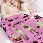 Personalized Halloween Theme Ghost Family Soft Warm Blanket with 2-10 Names Multicolour Available Home Decor Holiday Party Gift for Family
