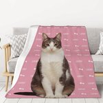 Personalized Paw Fish Bone Pet Photo Collages Soft Throw Blanket with Name Birthday Memorial Gift for Dog Cat Pet Lovers