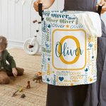 Personalised Colorful Initial Name Word Cloud Large Capacity Collapsible Laundry Storage Basket with Handle Birthday Housewarming Gift for Boys Girls