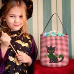 Henkilökohtainen lepakko kurpitsa musta kissa rasteri temppu tai Treat karkkia ämpäri laukku kahvalla uudelleenkäytettäviä Halloween puolue tarvikkeet lahja lapsille