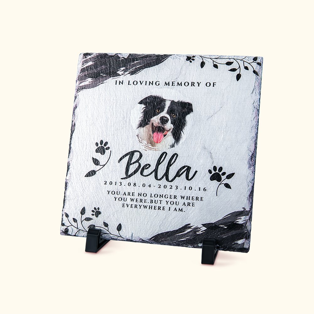Pietra commemorativa in granito con foto personalizzata dell'animale domestico con nome e supporto Regalo di cordoglio per la perdita dell'animale dom
