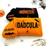 Personalizada Halloween Murciélago Telaraña Momster Dadcula Sudadera Camiseta Sudadera con capucha con 1-6 nombres Multicolor Disponible Fiesta de Nav