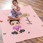 Personalizzato personaggio dei cartoni animati Farfalla Multicolore Morbida coperta accogliente con nome e fiore di nascita Home Decor Regalo di compl